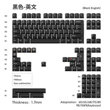 1.7mm Thickness Black Red Russia English All-sub Cherry Profile PBT Keycap Set picture