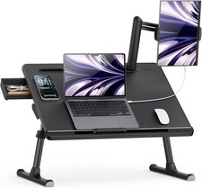 Laptop Bed Table for Dual Screens, Lap Desk with Monitor Stand | Height/Angle picture