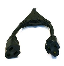 1.2FT Power Cable Cord Y Splitter Adapter NEMA 5-15P to 2x NEMA 5-15R 16AWG 13A picture