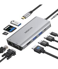 USB C Hub Multiport Adapter, 10 in 1 Dual Display USB C Hub with 4K HDMI, VGA... picture