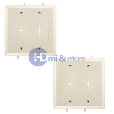2x Wall Plate With Flexible Opening Cable Plate 2 Gang Lite Almond picture