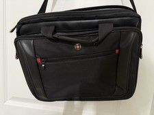Swiss Army Gear Briefcase/Messenger 3 Compartment Laptop Bag/ Tote Leather Trim picture