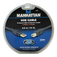 390231 Manhattan Computer Device Cable Hi Speed USB 2.0 A Male / B Male 3m/10ft picture