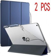 2 PCS Smart Trifold Case For Apple iPad 9.7 2018 Clear TPU Back Cover Navy Blue picture