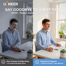 Ergonomic Vertical Wireless Mouse – Silent Clicks, Wrist Pain Relief, LED picture