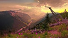 Landscape nature mountains sunlight flowers plants Custom Gaming Mat Desk picture