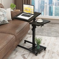 Laptop Desk Cart Adjustable Height Rolling Overbed Table with Mouse Pad picture