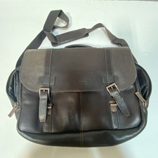 Kenneth Cole Reaction Brown Leather Messenger Laptop Bag Briefcase Crossbody picture
