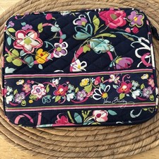 Vera Bradley retired Ribbons pattern navy pink tablet case  8x10.5” picture