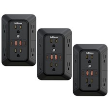 JcBlaon 3 Pack Outlet Extender Surge Protector Black 2 USB C ETL 125 Volts picture