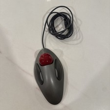 Logitech Trackman USB Red Marble Trackball Mouse T-BC21 Works picture