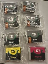Lot 6 Blk + 2 For Epson 127 Series Ink for use Workforce WF-3520 WF-3530 WF3540 picture