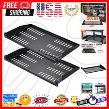 2PCS 1U Server Rack Shelf, Universal Vented Rack Mount Cantilever Tray for 19... picture