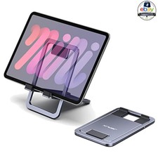 Tablet Stand For iPad Galaxy Tabs Gray Adjustable Foldable Alloy Holder picture