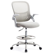 Tall Drafting Chair High Office Desk Lumbar Support Grey 5BGYSW11 Sweetcrispy picture