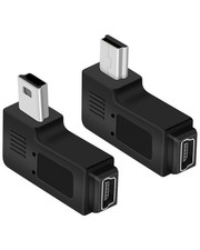 90 Degree Left Right Angle Mini USB 5 Pin Male To Female Adapter 1 Pair picture