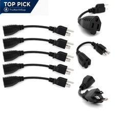 6-Inch Power Extension Cable 5-Pack 18 AWG Copper Vinyl Outlet Saver Type B picture