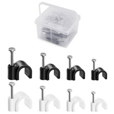 400 Pcs Nail In Cable Clips 4//6/8/10mm Coaxial Cable Clips for Ethernet Cable picture