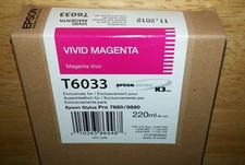08-2022 NEW GENUINE EPSON T6033 VIVID MAGENTA 220ml INK STYLUS 7880 9880 T603300 picture