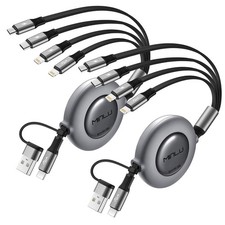 4 in 2 Multi Charging Cable 4A,Retractable USBA/C Universal Charger 4Ft, Grey picture