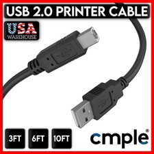 USB Printer Cable USB 2.0 A Male to B Male Cord Brother Canon Epson Dell Xerox picture