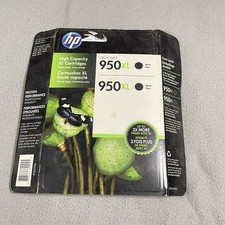 HP 950XL High Yield Ink Cartridge, Black, 2 Pack, Genuine, Warranty End Aug 2017 picture