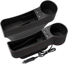 Car Seat Gap Organizer,Premium Console Side Pocket with 2 USB Charging,Leathe... picture