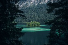 Landscape nature photography emerald water lake forest Custom Gaming Mat Desk picture