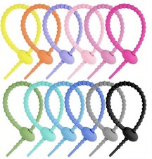 Multicolor Silicone Reusable Adjustable Cable Ties Organizers Set of 12 picture
