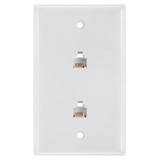 Double RJ11 Connector 6 Conductors Phone Wall Plate Jack 6P6C Dual Screws picture