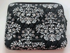 Vera Bradley Quilted/Padded Laptop/Tablet Case-Black/White Floral picture