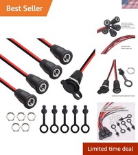 5Pcs 10A DC Power Jack Socket 5.5x2.1MM with Waterproof Cap & Pre-soldered Wires picture