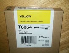 06-2022 GENUINE EPSON T6064 YELLOW 220ml K3 INK STYLUS PRO 4800 4880 picture