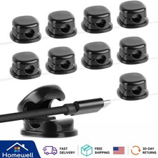 Compact 9-Pack Black Cable Clips: Effortless Management for Home & Office picture