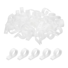 Nylon Plastic Cable Clamps 1 Inch, 25 Pcs R-Type Cable Clips, White picture