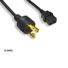 [10X] 8ft 12 AWG Power Cable NEMA L6-30P to IEC-60320 C19 15A/300V SJT Black picture