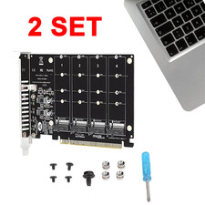 2X 4-Port M.2 NVME SSD to PCIe 3.0 4.0 X16 Connector Expansion Card 4x32Gbps US picture
