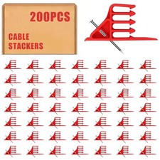 200Pcs Cable Stackers, Cable Staples Clips with Steel Nails, 200Pcs-Red picture