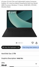 LG Gram 16 Inch Thin Ultra Light, Copilot + PC, Intel Evo, Intel core Ultra 9 picture