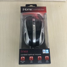 iHome Linea Corded Optical Mouse IH-M401B USB Mac PC Black Silver New picture