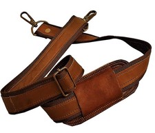 Leather Adjustable Padded Replacement Shoulder Strap with Metal Large, Brown  picture