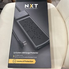 NEW NXT NX54319 Technologies Surge Protector, 12 AC Outlet/2 USB Ports, 8ft Cord picture