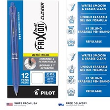 PILOT Pen 31451 FriXion Clicker Erasable, Blue Ink, 12-Pack picture