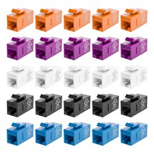 VCE UL-Listed CAT6 Keystone Coupler 25-Pack, Ethernet CAT6, Multicolored  picture