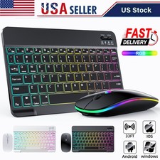RGB Keyboard and Mouse Combo Multi-Device Wireless for iPad, PC, and Laptop US picture