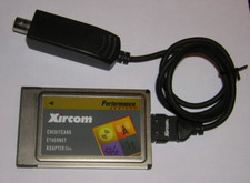 Xircom PCMCIA Ethernet IIps LAN PC Card PS-CE2-10 with 10Base2 Coax Dongle Cable picture
