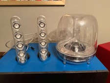 Clear Harman Kardon SoundSticks II Subwoofer + 2 Satellite Speakers TESTED 3.5mm picture