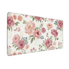 Large Floral Desk Pad XXL Extended Mouse Mat Pink Watercolor 31.5x15.7 Inch picture