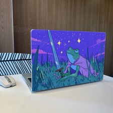 Frog Knight with Sword Under Starry Sky Fantasy Art Removable Laptop Skin picture