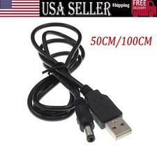 USB to 5.5mm x 2.1mm Barrel Connector 5V DC Power Cable Jack Male, 50cm/100cm picture